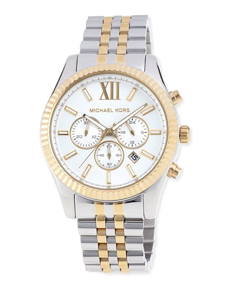 michael kors two tone chronograph watch silver gold|Michael Kors runway chronograph watch.